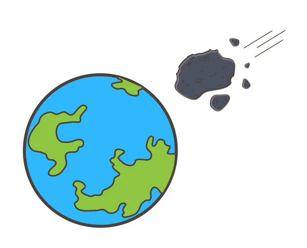 Asteroide avanzando hacia el planeta Tierra Vector Ilustración — Archivo Imágenes Vectoriales