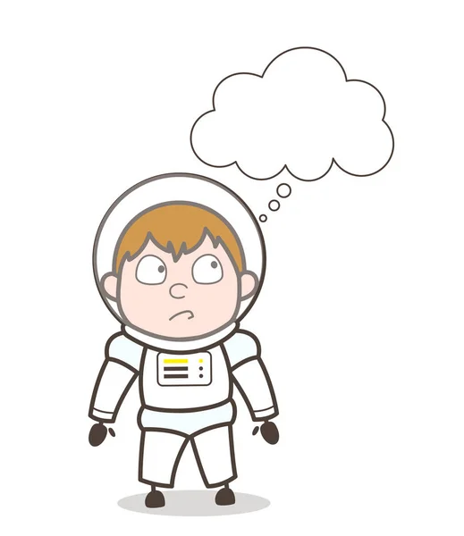 Cartoon Astronaut denken expressie vectorillustratie — Stockvector
