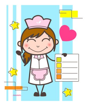 Denetim listesi vektör kavramı gösterilen çizgi film sevimli garson