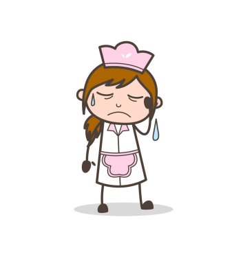 Karikatür depresif garson yüz vektör