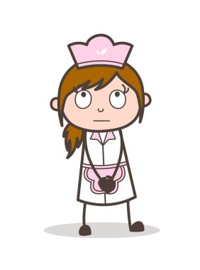 Çizgi film masum garson yüz vektör çizim