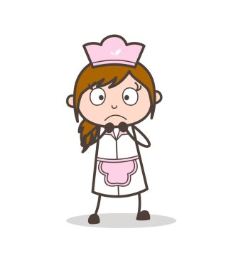 Çizgi film garson korkuyor ifade vektör çizim