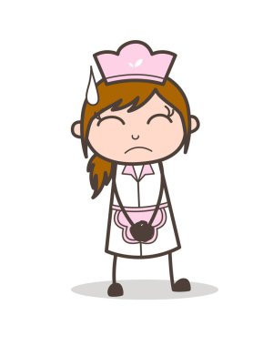 Çizgi film hayal kırıklığına garson yüz ifade vektör