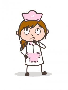 Çizgi film garson yüz vektör çizim düşünme