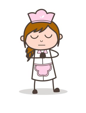 Çizgi film garson poz vektör çizim dua