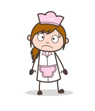 Çizgi film garson üzgün ifade vektör çizim