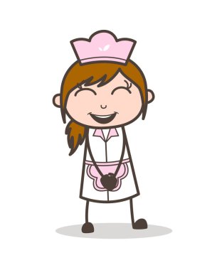 Gülen yüz ifade vektör çizim karikatür garson