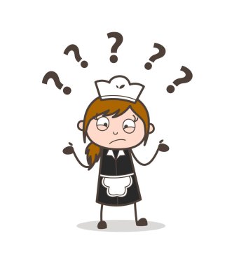 Karikatür karışık kadın hizmetçi ifade vektör