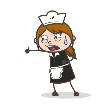 Çizgi film garson bağırarak saldırganlık vektör çizim içinde