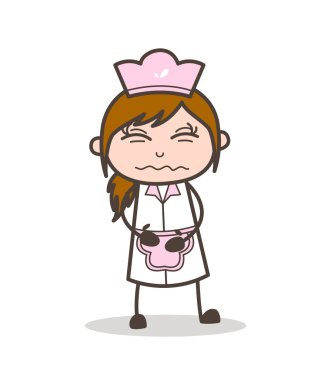 Çizgi film garson şaşırmış yüz vektör çizim