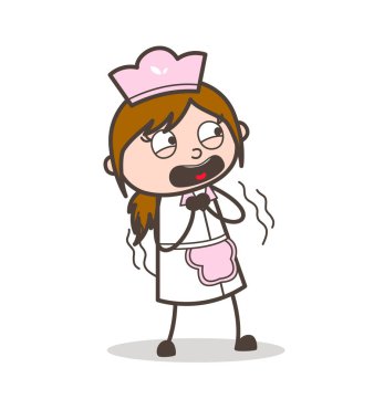 Çizgi film garson korkulu yüz vektör çizim