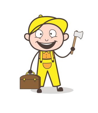 Çizgi film oduncu balta araç vektör çizim ile