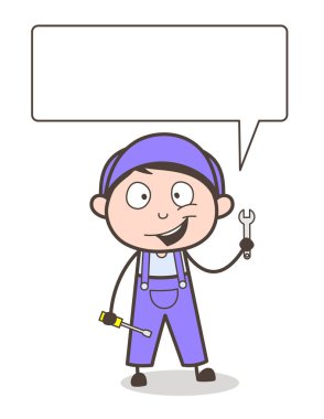 Çizgi film mekanik araçlar ve konuşma balonu vektör