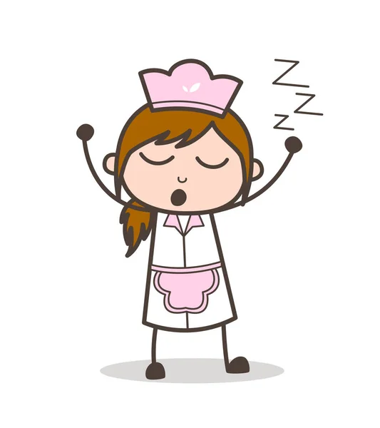 Karikatur müde Kellnerin schlafen Vektor Illustration — Stockvektor