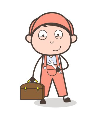 Çizgi film tamirci yüz ifadesi vektör çizim