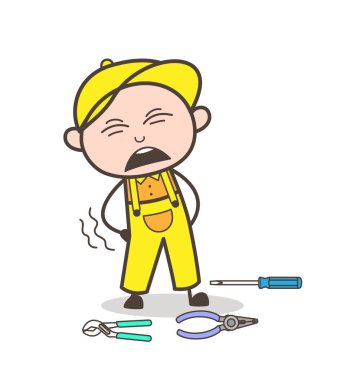 Çizgi film mekanik bir şey olmamıştır vektör çizim çalışırken