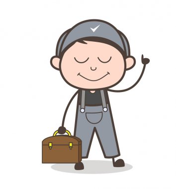 Biraz gülümseyen yüz vektör çizim karikatür servis çocuk