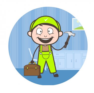 Çekiç ve araçları çanta vektör çizim karikatür muslukçuyla