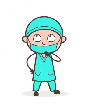 Çizgi film ifade vektör çizim düşünüyorum doktor