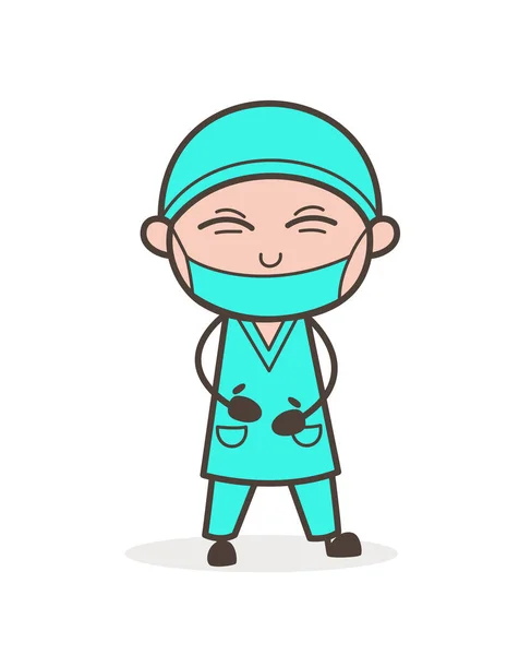 Cartoon Doctor Surprised Expression Vector Illustration — Stock Vector