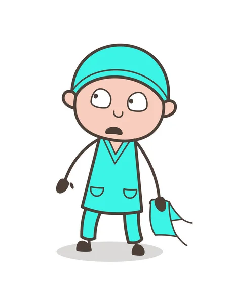 Cartoon Doctor Surprised Expression Vector Illustration — Stock Vector