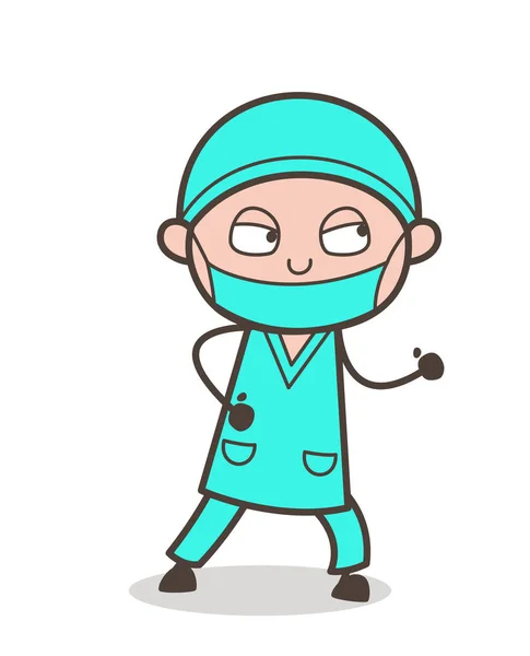 Dibujos animados Doctor Sorprendido Expresión Vector Ilustración — Archivo Imágenes Vectoriales