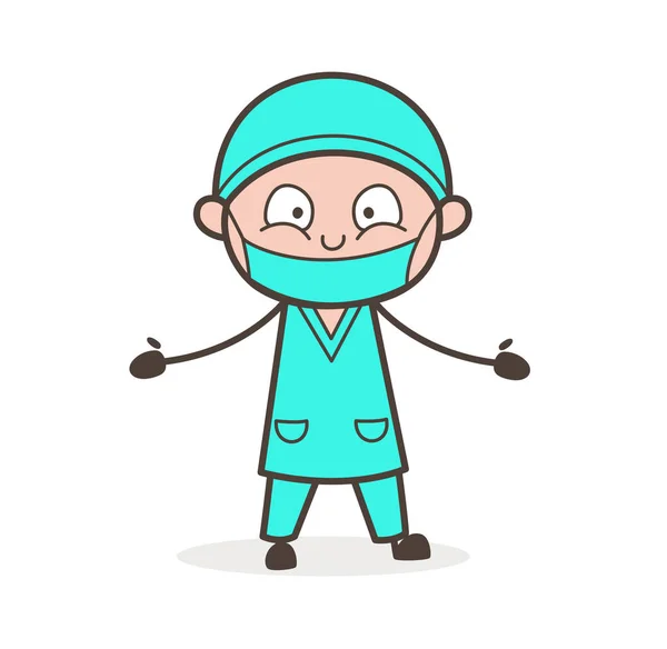 Cartoon Doctor Surprised Expression Vector Illustration — Stock Vector