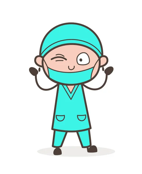 Cartoon Doctor Surprised Expression Vector Illustration — Stock Vector