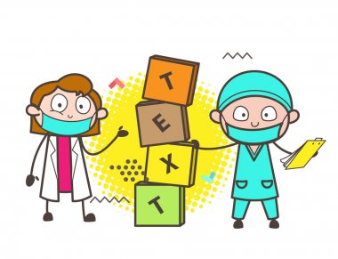 Çalışan poz vektör çizim karikatür cerrah