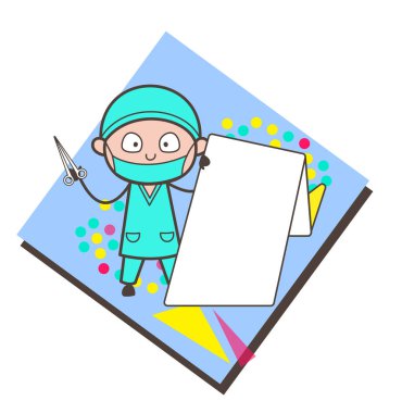 Çizgi film doktor vektör çizim karşısında şok edici