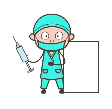 Yüz vektör çizim üzerinde elleriyle sürpriz doktor