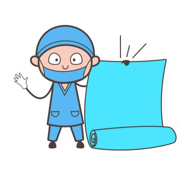 Çizgi film cerrah gazete vektör çizim okuma