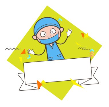 Çizgi film cerrah telefon vektör çizim üzerinde sohbet