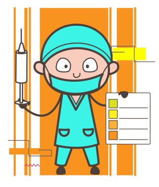 Çizgi film cerrah boş bilgi afiş vektör çizim ile