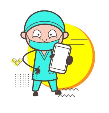 Çizgi film cerrah kızgın ruh vektör çizim içinde çalışan