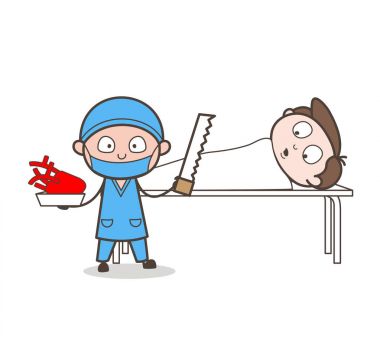 Çizgi film kardiyolog kalp ameliyatı vektör kavramı yapıyor