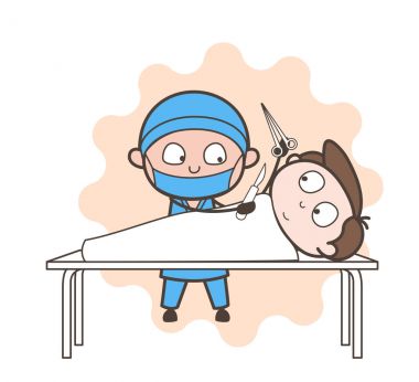 Operasyon tiyatroda - hastayla cerrah operasyon vektör kavramı için hazır