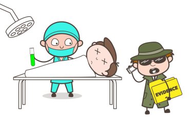 Çizgi film Dedektif ceset vektör konseptinden delil var.