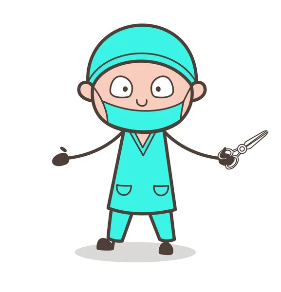 Cartoon Therapist Doctor with Scissors Vector — Stock Vector