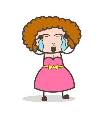 Çizgi film yetişkin kadın yüz vektör ağlıyor