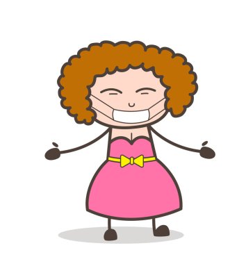 Çizgi film genç bayanla kirliliği yüz maskesi vektör