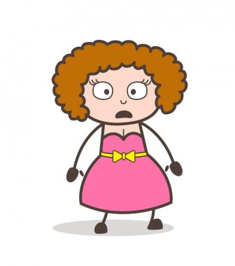 Çizgi film yetişkin kadın korkmuş yüz vektör