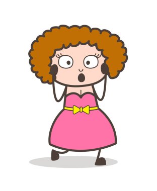 Çizgi film yetişkin kadın merak yüz vektör