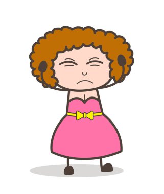 Çizgi film genç bayan yüz vektör rahatsız edici