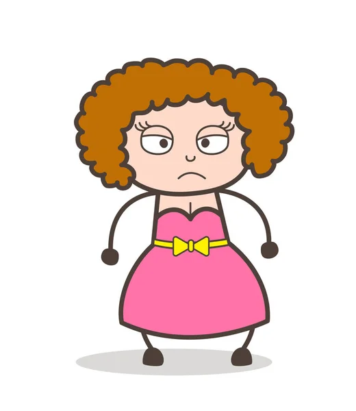 Γελοιογραφία ενήλικη γυναίκα θυμωμένο πρόσωπο διάνυσμα — Διανυσματικό Αρχείο