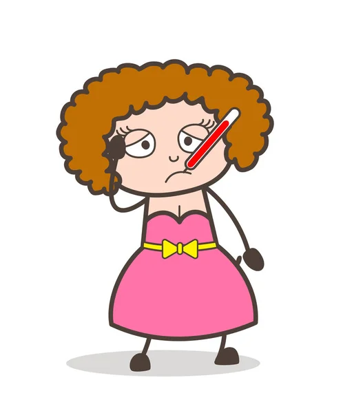 卡通病女人用嘴矢量体温计 — 图库矢量图片