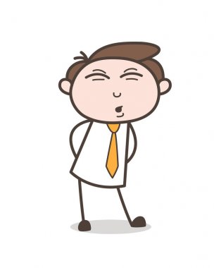 Komik genç çocuk yüz ve vücut ifade vektör çizim