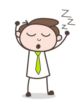 Vektör uyuyan genç çalışan yorgun