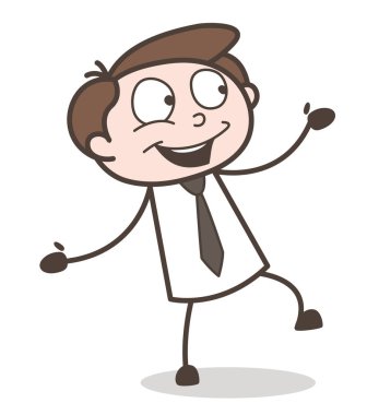 Poz vektör çizim dans komik genç öğrenci