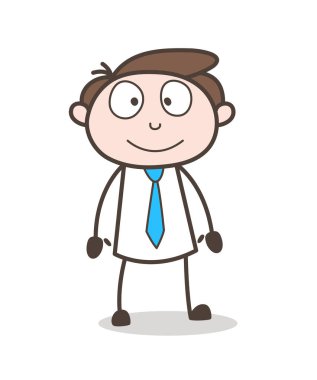 karikatür mutlu memur ayakta poz